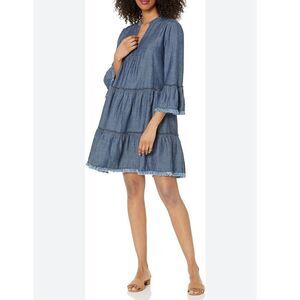 Trina Turk Womens  Movie Colony Linen-Blend Dress, Blue